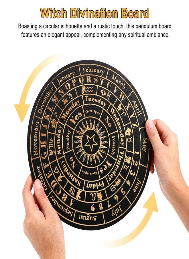 TOPPERFUN Divination Board, 10in Large Board, Wooden Crystal Dowsing Tarot Ornaments, Engraving for Divination, Ghost Hunting Tools, Treasure, Buried Objects - Image 4